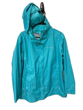 Columbia Women's Teal Hooded RAIN Jacket 1X